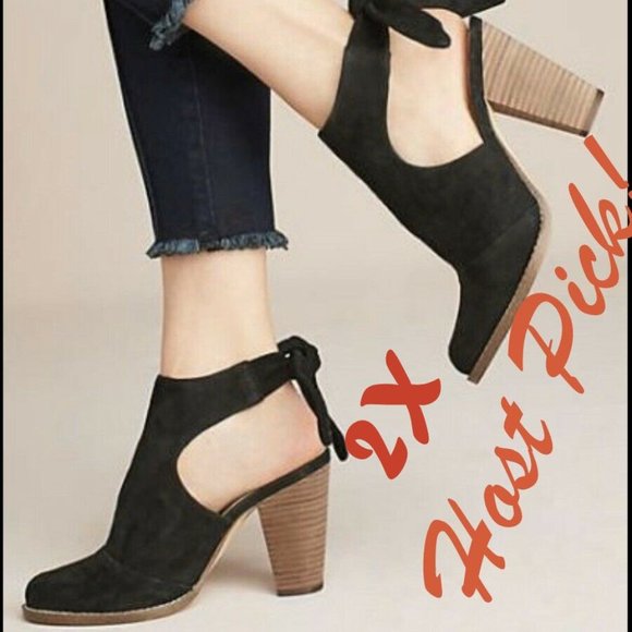 Splendid DANAE Ankle Tie Bootie Clog Mule NEW NIB Suede Leather BLACK Sexy🎉HP🎉
